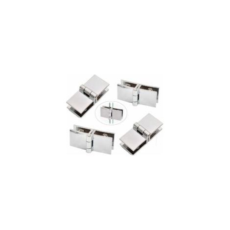Set mit 4 Glastürscharnieren, Edelstahl-Glastürscharnieren, Klappscharnieren für Glas, Türbefestigungsscharnieren, Glastürscharnieren (1/5)