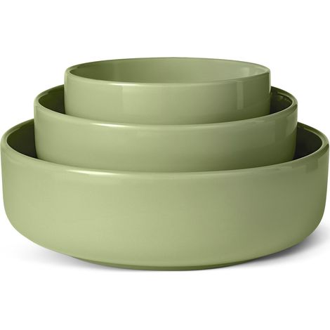 Saladiers en Grès Émaillé, Lot de 3 Pièces, Compatible Lave-Vaisselle, Couleur Olive (1/5)