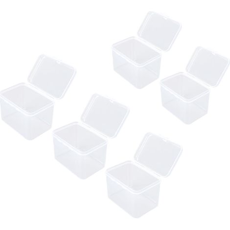 Lot de 5 boîtes de rangement transparentes en éponge, multi-usages et portables, petites boîtes en plastique transparent. (1/5)
