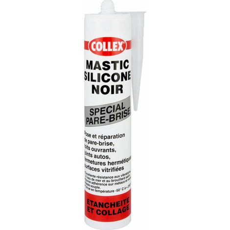 Silicona mástica negra - GEB - Collex - Especial para parabrisas, techos solares, juntas de autos, barcos - 310 ml (1/3)