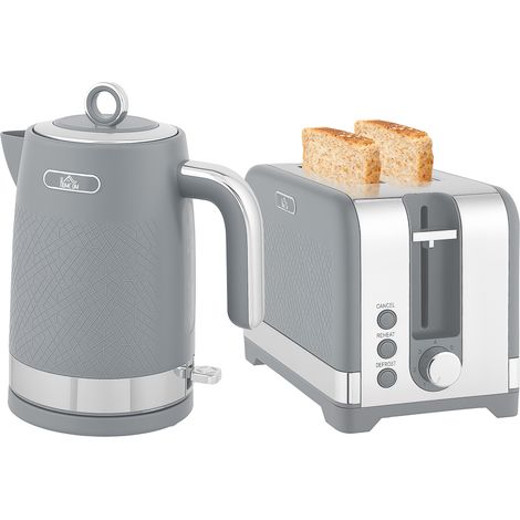Sleek Textured Kettle and Toaster Set - Grey (1/5)