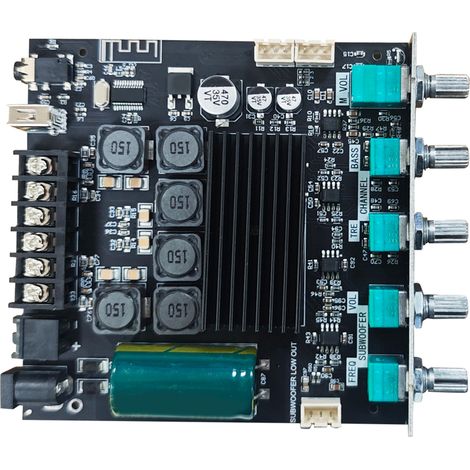 Module ampli audio 2.1 BT, carte amplificateur son commande APP avec caisson, pour tél portable ordinateur lecteur CD hi-fi domotique (1/5)