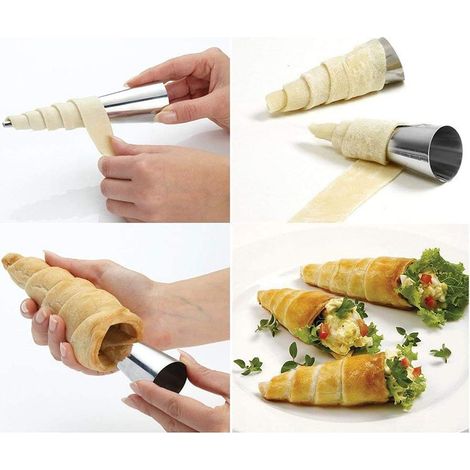 Lot de 16 moules à cornet à crème en acier inoxydable, formes métalliques pour pâtisserie et desserts fourrés, ustensiles de cuisson (1/4)