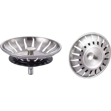 Lot de 2 bouchons d'évier de cuisine en acier inoxydable - Crépine universelle (diamètre : 78 mm). bouchon d'évier avec 18 emplacements. grille anti-obstruction. panier d'évier à vidange rapide (1/4)