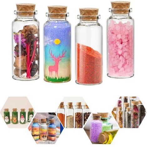 70 bouteilles en verre de 30ml avec bouchons liège, étiquettes personnalisables et ficelle pour cadeaux créatifs (1/5)