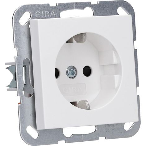 Gira 445327 - Toma de corriente con sistema de protección contra contactos (55), color blanco