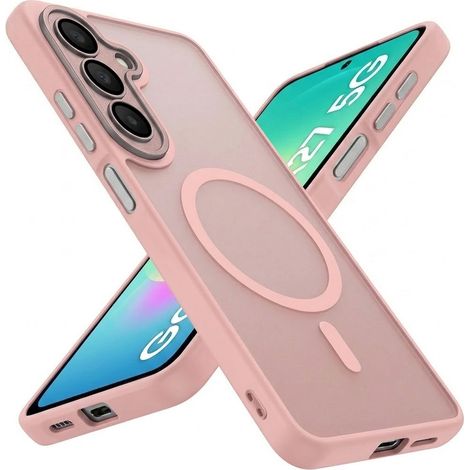 Custodia fumé per Samsung Galaxy A27 5G, custodia opaca, per MagSafe, cornice rosa (1/5)