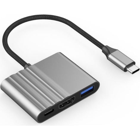 3-in-1 Aluminium-USB-C-Hub mit 4K-HDMI-Adapter, 100-W-PD-Schnellladefunktion und USB 3.0 (1/5)