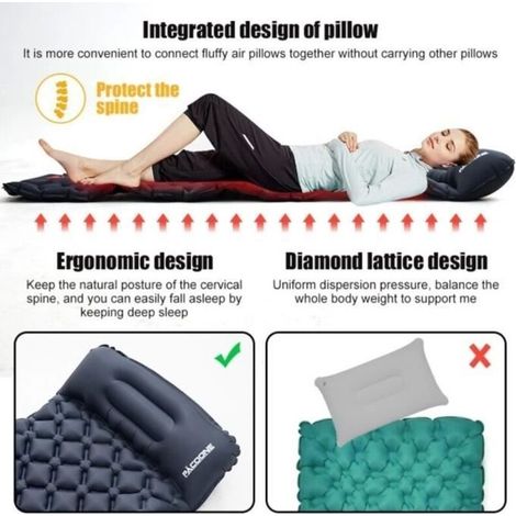 Matelas Gonflable Ultraléger avec Pompe spatirée, Polymères de Voyage, Équipement de Camping pour Randonnée Touristique