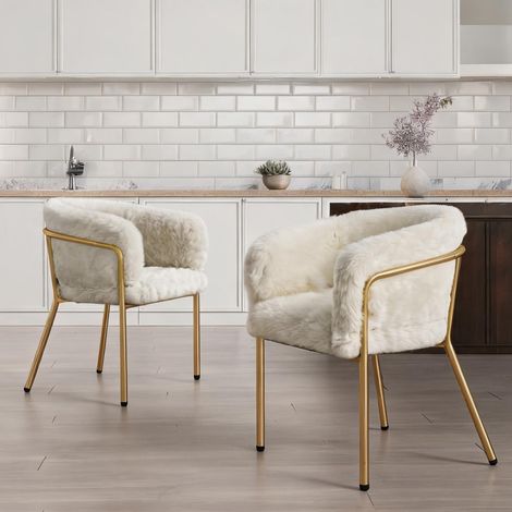 Chaise de relaxation blanche en imitation fourrure en faux fur (1/5)