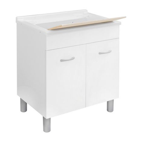 LAVATOIO CON MOBILE IN NOBILITATO E TAVOLA IN LEGNO- L cm. 80 x P cm. 50- DH- pezzi 1