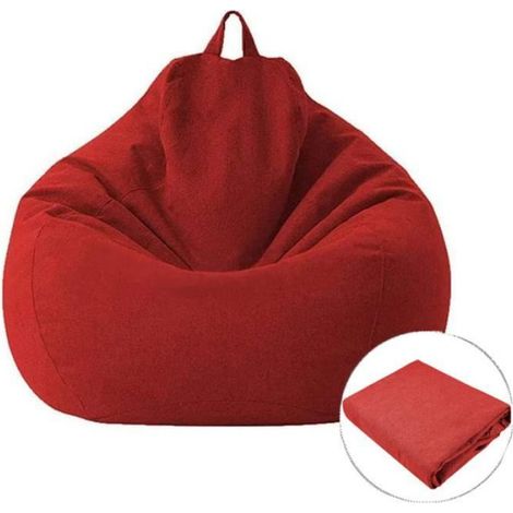 Housse de Pouf Poire - - Rouge - Coton et Lin - 1 Place - Intérieur (1/4)