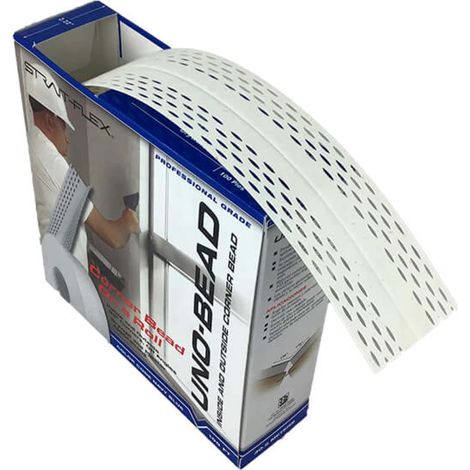 Strait-Flex Kantenprofil UNO-BEAD 222, flex. Winkel Weiß, hoher Kantenschutz, für Innen-& Außenkanten im Trockenbau, einfache Montage, 1 Rolle á 30,5m