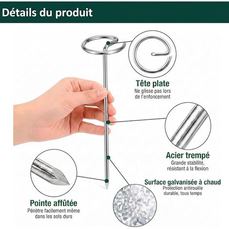 Garden Stakes in G 150 mm Diameter 3 mm Galvanised Steel Anti-Rust Fixing Pegs for Geotextile Tarpaulin and Artificial Grass with Extraction Hook (1/3)