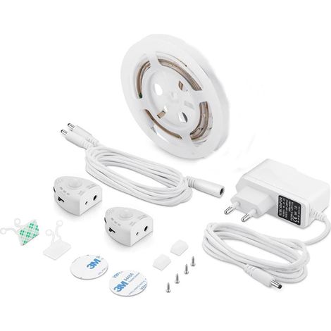 LED Streifen mit Bewegungsmelder Nachtlicht warmweiß 120cm Weiß 1 LED Streifen, Bewegungssensor, dimmbar, Timer, Nachttischbeleuchtung, Bettbeleuchtung