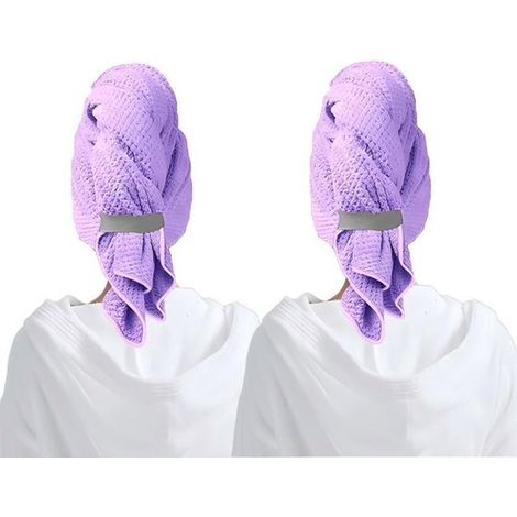 Asciugamano in microfibra per asciugare i capelli lunghi，105 x 63 cm，Asciugamano grande per capelli，Adatto a donne e ragazze，Set da 2 (1/5)