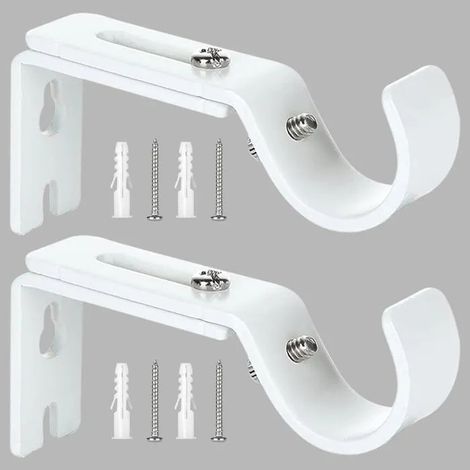 2 Pcs Support de Tringle à Rideau Réglable,Compatible avec les tringles à rideau d'un diamètre maximal de 20mm-25mm(Blanc) (1/5)
