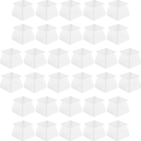 Lot de 32 protections en silicone pour meubles - Protections carrées en silicone pour pieds de chaises et sols - Protège-pieds de chaises, meubles et tables - Empêche les rayures (1/5)