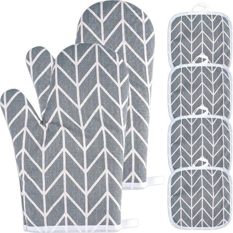 Maniques Cuisine Lavable Gant Cuisine Four avec 4 Tapis Résistan (1/5)