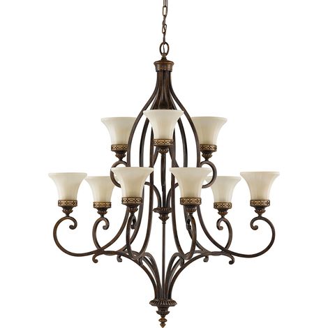 Elstead Drawing Room - Lampadario a 9 luci multibraccio finitura noce, attacco E27