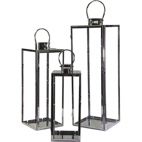 Quadratische Laterne aus silbernem Metall 1-3 cm29x28,5h85 (1/3)