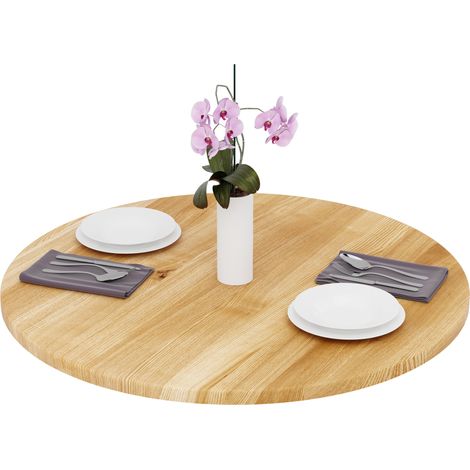 LAMO Manufaktur Plateau de table rond 90 cm en bois naturel Dessus rond de table à manger, de cuisine, de bistrot Épaisseur : 28 mm Couleur : Rustique