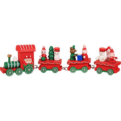 Train en bois de noël, joli ornement en bois pour la décoration de vacances (1/5)