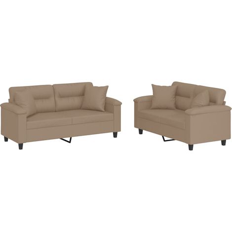 Maison Exclusive - Ensemble de canapés 2 pcs avec coussins cappuccino similicuir (1/5)