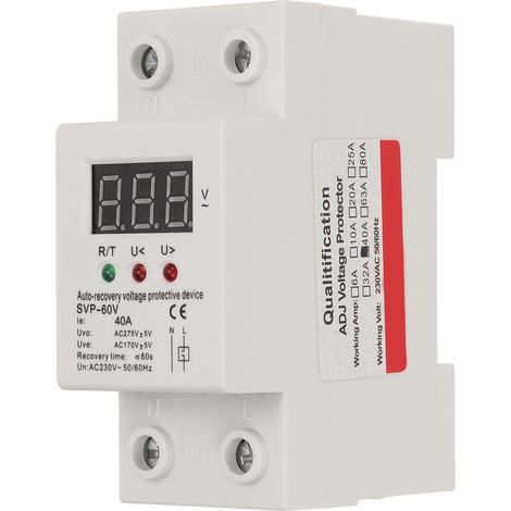 Disjoncteur automatique 230 V, monophasé, affichage numérique LED, protection contre les surtensions et les sous-tensions 40 A (1/5)