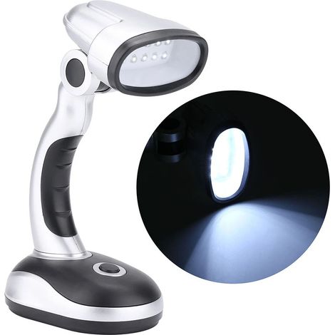 Schreibtischlampe, verstellbare 12-LED-Schreibtischlampe, augenschonende Leselampe, batteriebetrieben.