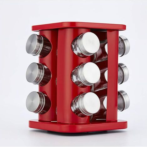 Présentoir Rotatif à épices en INOX, Carrousel à épices pour 12 Pots à épices, étagère à épices, Rangement Autonome pour la Cuisine-Fei Yu (1/5)