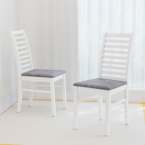 COSTWAY Lot de 2 Chaises de Salle à Manger, Chaises sans Accoudoirs Rembourrées de Tissu avec Pieds en Bois, Siège Rembourré, Dossier Haut, Style Fermier pour Salle à Manger, Cuisine, Salon (1/5)