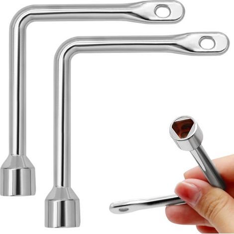 Two triangular metal keys, suitable for gas meters, water meters, electricity meters, etc. (1/5)