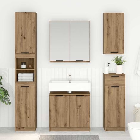 vidaXL Mobile da Bagno Rovere artigianale 64,5 x 33,5 x 59 cm