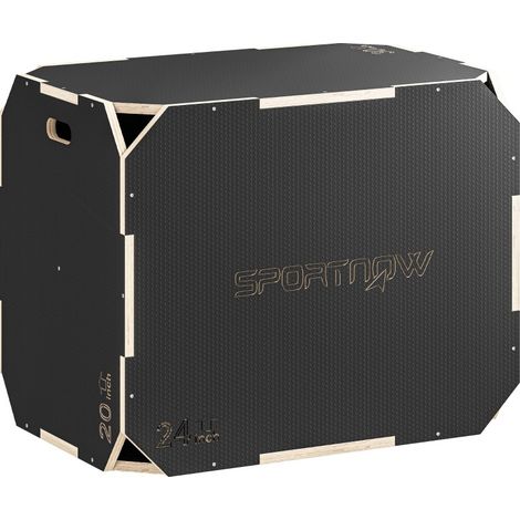 Plyo box 3 in 1 in legno, 76 x 61 x 51 cm, 3 altezze, nera DESVIAE (1/5)