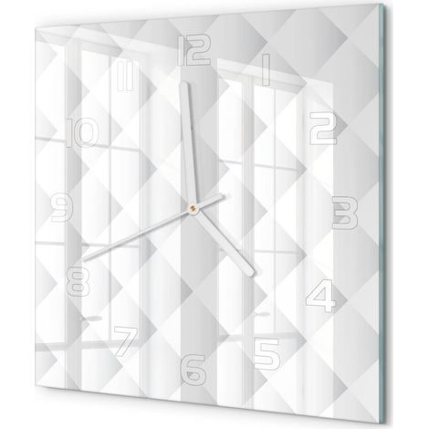 Horloge Murale Carrée Chambre Bureau Verre Silencieuse Design Moderne Élégant Arrière-plan de carrés 30x30 cm (1/5)