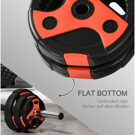 Kit manubri 20 kg con 6 dischi, barra antiscivolo, rosso e nero HAVRYA (1/5)