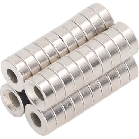 40 Aimants Néodyme Ronds M3 Résistants, Disques Puissants pour Frigo, Lot de 40 Perçus, Fixation Aimantée Robuste (1/5)