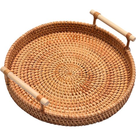 Coupe à fruits en osier 24 cm marron panier décoratif pour noix pain et aliments pour salon salle à manger et cuisine (1/5)