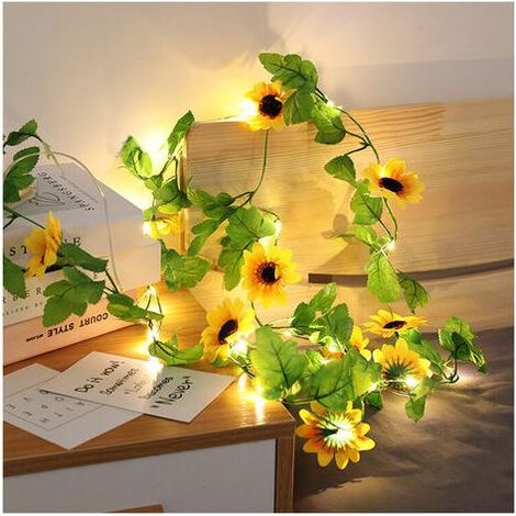 AGE Lampe de fil de cuivre, lampe de fleur de rotin, tournesol lampe décorative de pièce de tournesol, lampe de rotin 2 mètres 20 lumières (1/5)