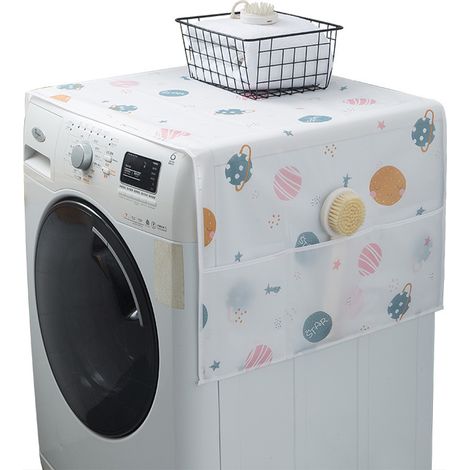 Housse Anti-Poussiere Pour Machine A Laver - En Coton Et Lin - Style Nordique Minimaliste - Compatible Refrigerateur Micro-Ondes - 1 Piece (1/5)