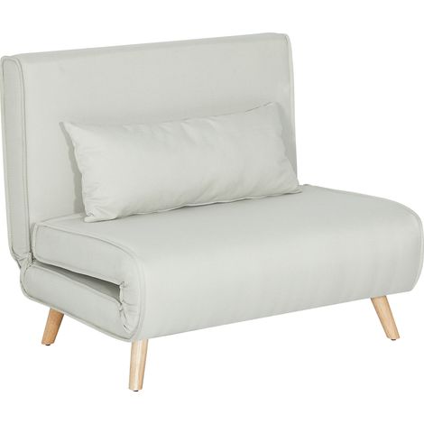 HOMCOM Einzelsofa Schlafsofa Sofabett Klappsofa verstellbar Rückenlehne Liege nordisch skandinavisch 25D Schaumstoff Haus Leinenimitat Kautschukholz Cremeweiß 94 x 78 x 80 cm