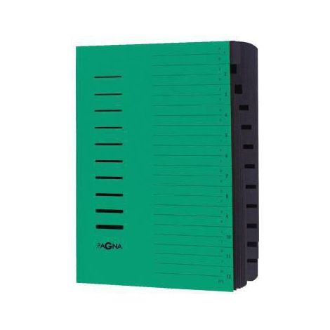 Ordnungsmappe DIN A4 240g/m² Pressspankarton Farbe: grün Farbe des Fächerblocks: schwarz 12 Fächer (1/3)