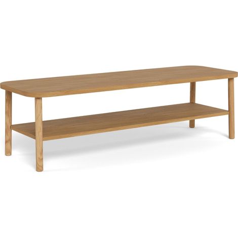 Mesa de centro Norsica 771 , 42x50x150cm, Diámetro: 0, Chapa de madera natural, Angular (1/5)