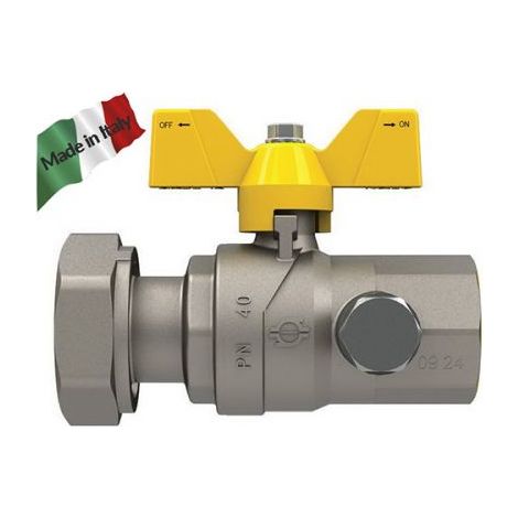 Valvola gas a sfera F/F con presa pressione dado girevole farfalla Alluminio - 3/4 X 1" G