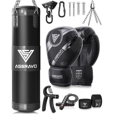 Sac de frappe pour adultes, 1,2 m Oxford lourd sac de boxe ensemble gants 340,2 g pour MMA, Muay Thai, kickboxing, entraînement à domicile, arts martiaux (non rempli) (1/5)