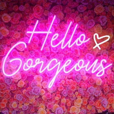 Enseigne néon « Hello Gorgeous / Hello Beautiful » – Luminaire LED rose, idéal pour la décoration intérieure, les décors de mariage et d'anniversaire, ainsi que les enterrements de vie de jeune fille (1/5)