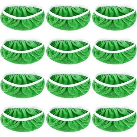 12 Pieces Wet Floor Cloths for Swiffer, Reusable Green Coral Velvet Cloth Wet Wipes, Microfiber Wet and Dry Mop, Suitable for All Floor Types (1/5)