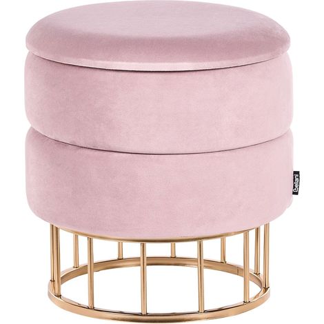 Pouf mit Stauraum ELGIN Samtstoff Rosa (1/5)
