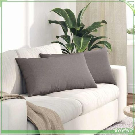 Coussins de canapé - ABI - 2 pcs - Taupe - 80 x 40 cm - Housses amovibles (1/5)